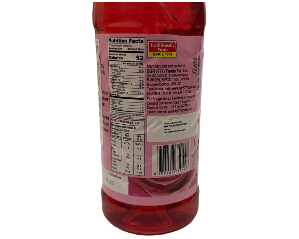 777 Brand Sri Ganeshram Rose Syrup 750ml